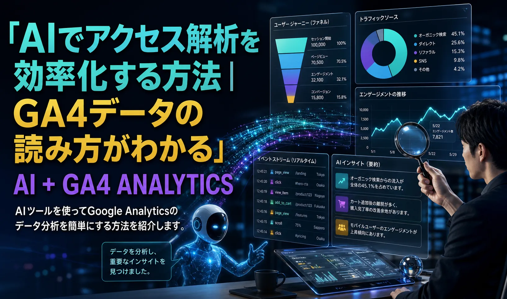 AIでアクセス解析を効率化する方法｜GA4データの読み方がわかる