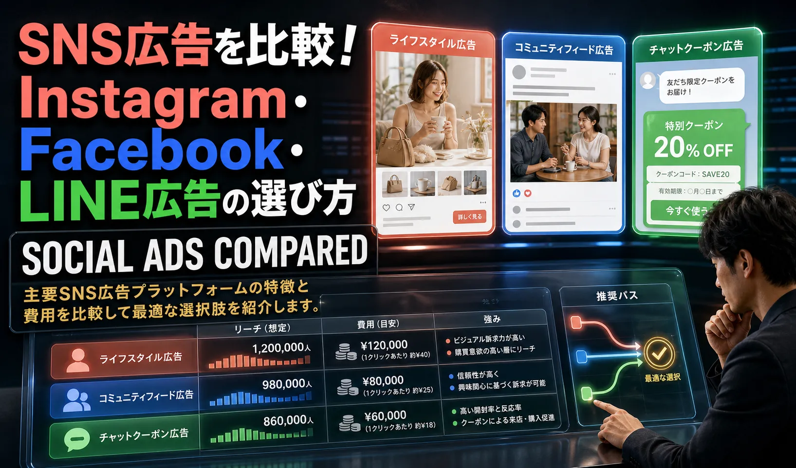 SNS広告を比較！Instagram・Facebook・LINE広告の選び方