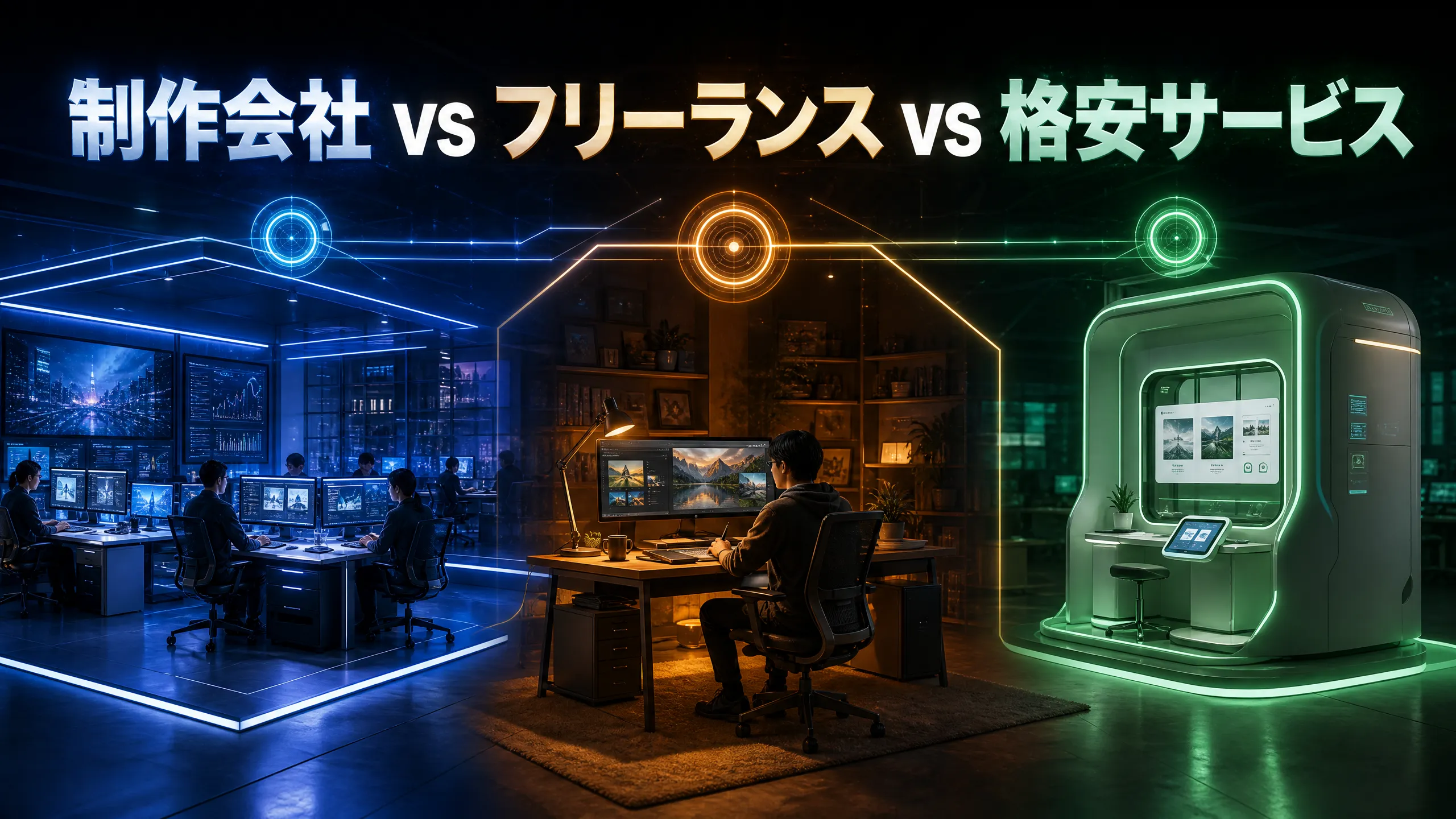 制作会社 vs フリーランス vs 格安サービス