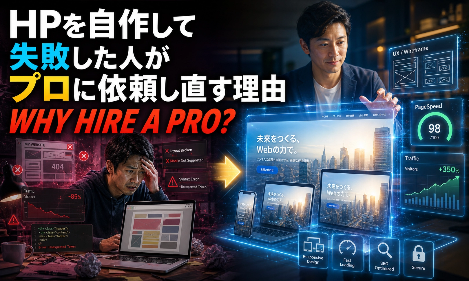 HPを自作して失敗した人がプロに依頼し直す理由